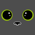 Cat with big eyes and small nose, a personalized kawaii design. Print a t-shirt.