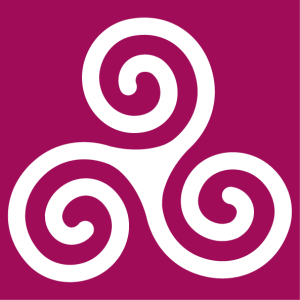 Simple triskelion with a fine and linear design, composed of three spirals tied at the heart, a Celtic design.
