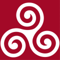Celtic triskelion with three branches and wheelbases