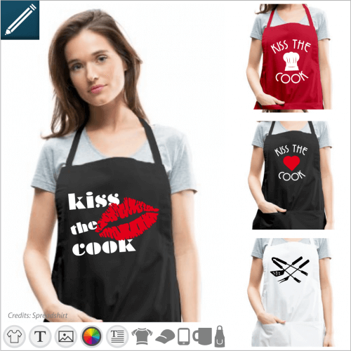 Customize a Cooking apron, cook pattern and kiss the cook to print online.