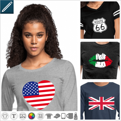 Customized flag and country t-shirt, geography and colors designs of your flag.