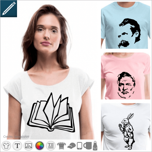 T-shirt culture to customize, designs literature, writers, cultural designs.
