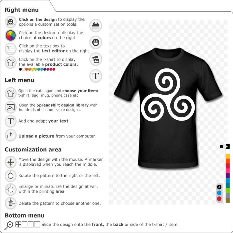 Basic Celtic triskelionl t-shirt with 3 spirals. Custom t-shirt 