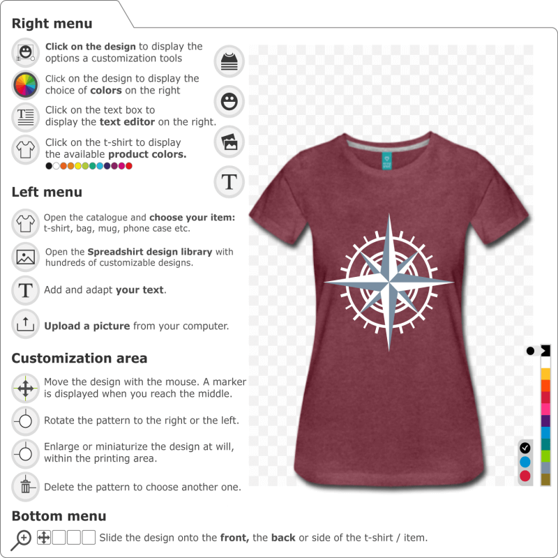 Create your own custom compass t-shirt 