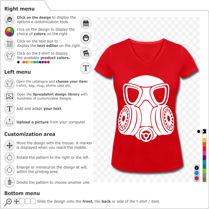Create a custom gas mask t-shirt