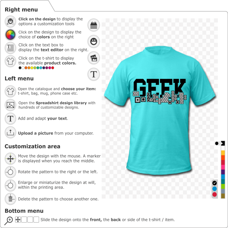 Geek bricks retrogaming. Customizable design to be printed on t-shirt