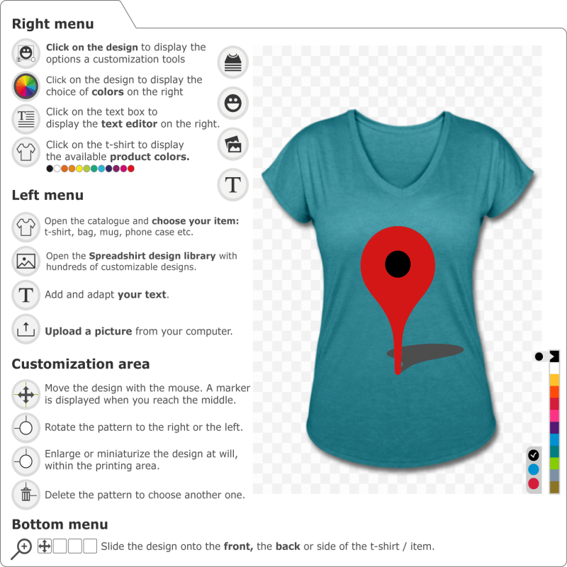 Customize a t-shirt I'm here, google map pin