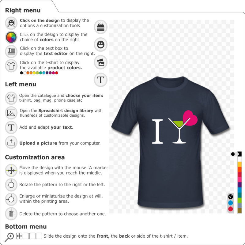 Create your t-shirt I love cocktails online