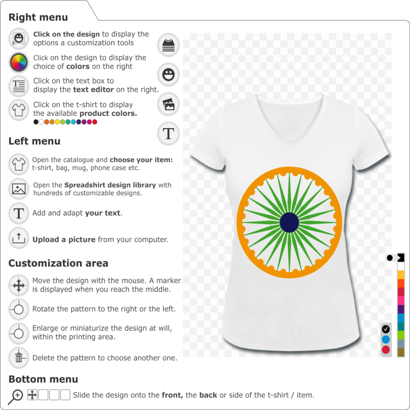 Create a custom Chakra Ashoka Indian flag t-shirt 