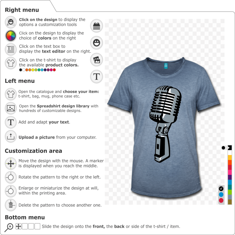 Customize your vintage microphone t-shirt