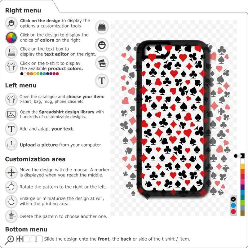 Print a mobile case with these decorative poker symbols