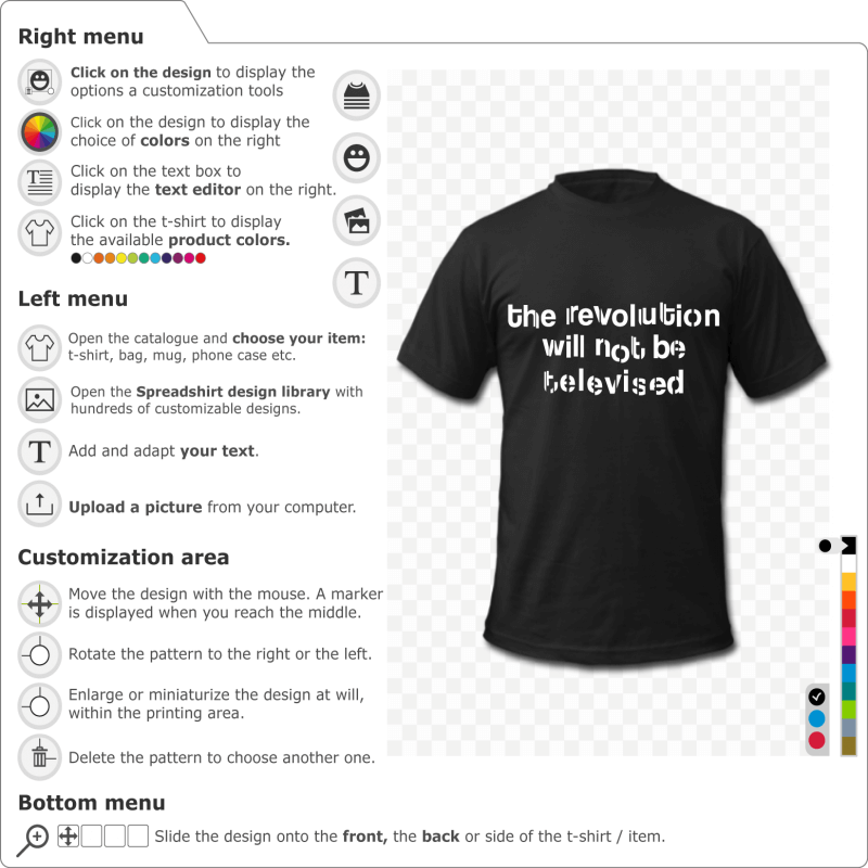 Print a t-shirt Quotes Revolution televised 