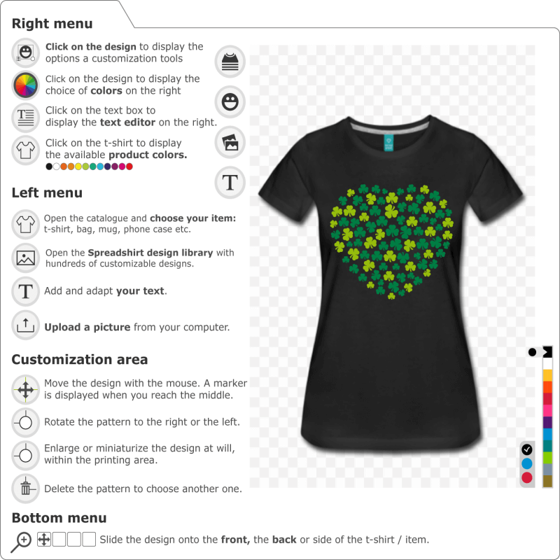 Create a Saint Patrick t-shirt with this heart of shamrocks