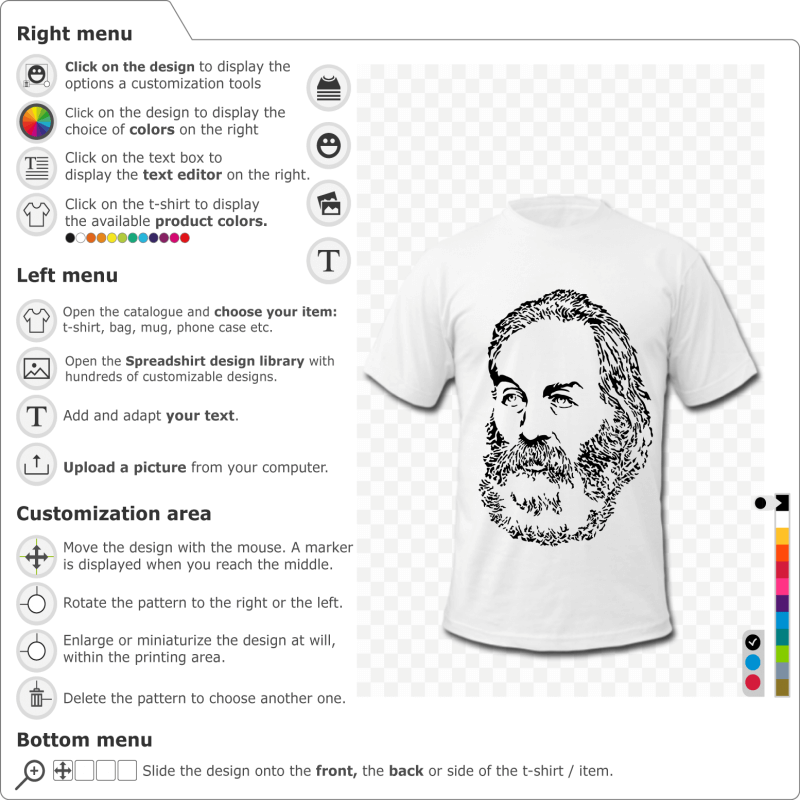 Walt Whitman T-shirt to print 
