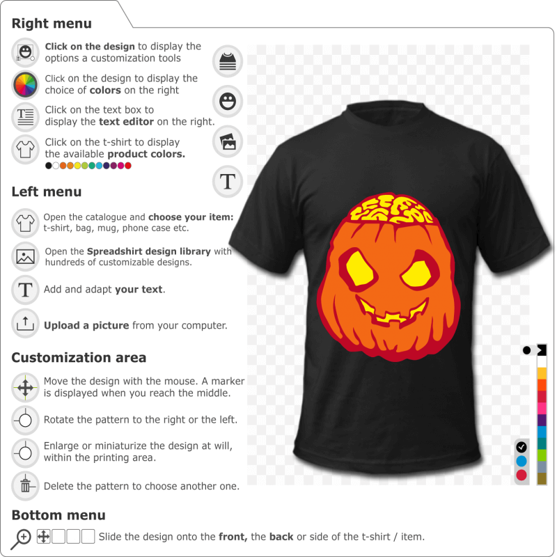 Halloween Pumpkin Zombie T-shirts to print yourself online 