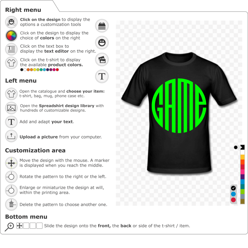 Print a custom round Game t-shirt 