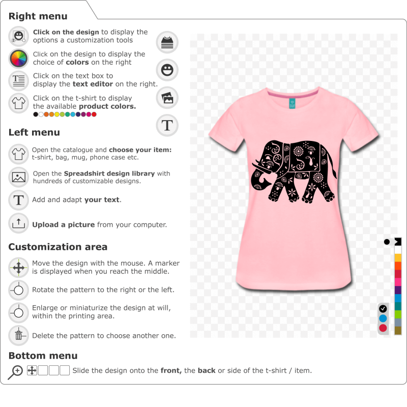 Print a decorated Elephant India t-shirt that is easy to create yourself 