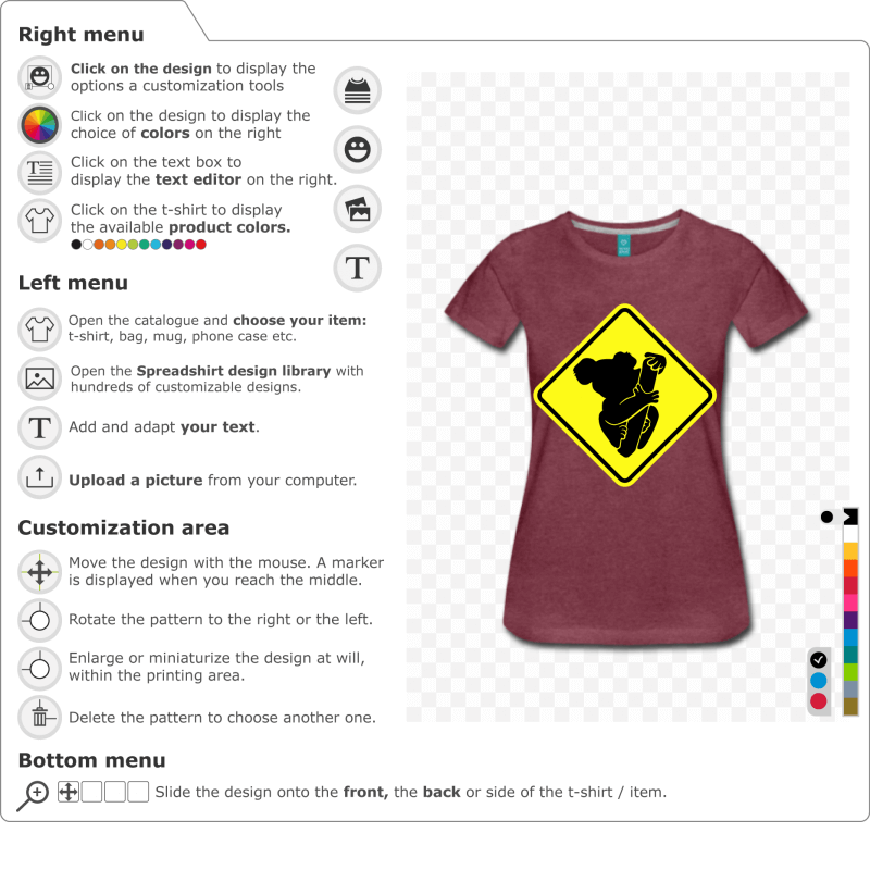 Your t-shirt road sign watch for koala to create and customize online 