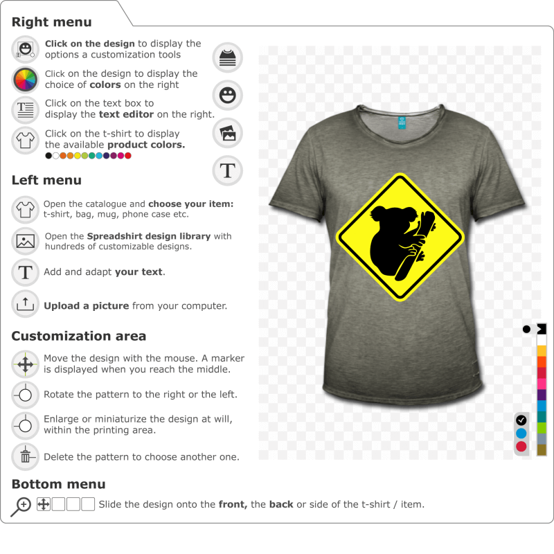 Create your koala road sign t-shirt in profile