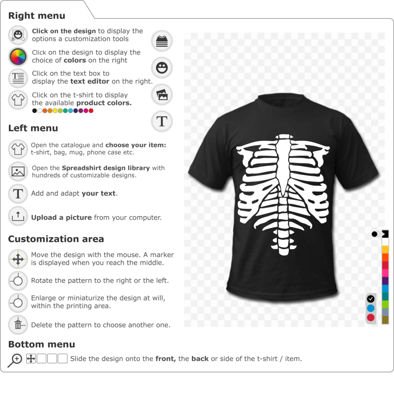 Custom phosphorescent skeleton t-shirt 