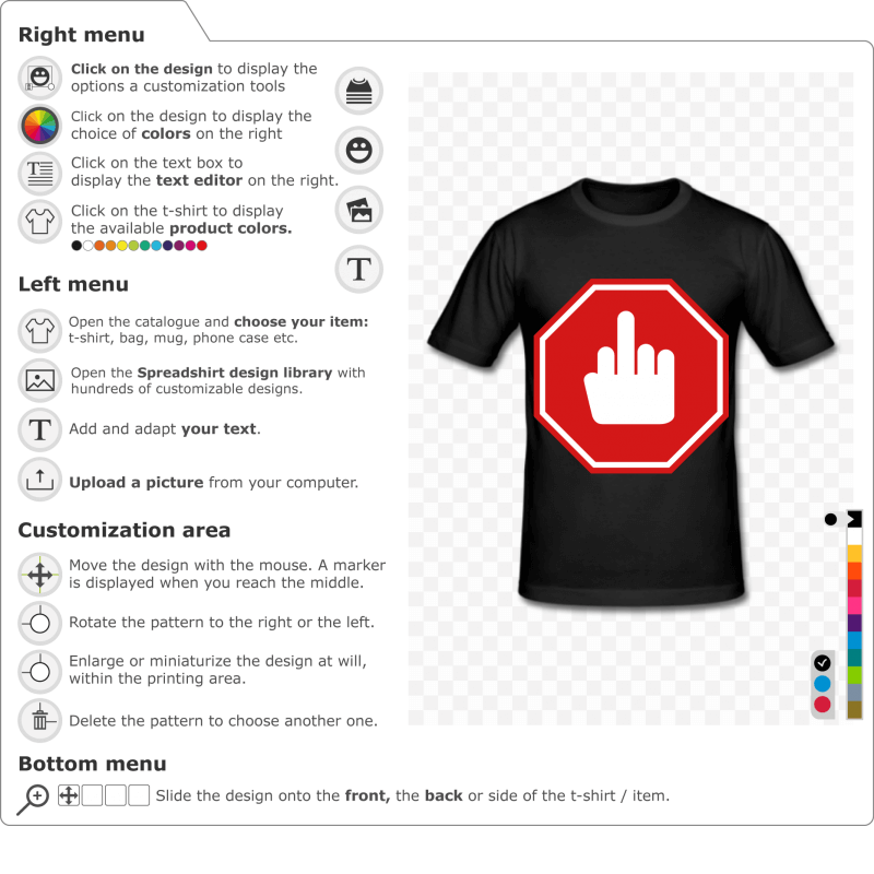 Create your t-shirt road sign stop finger online 