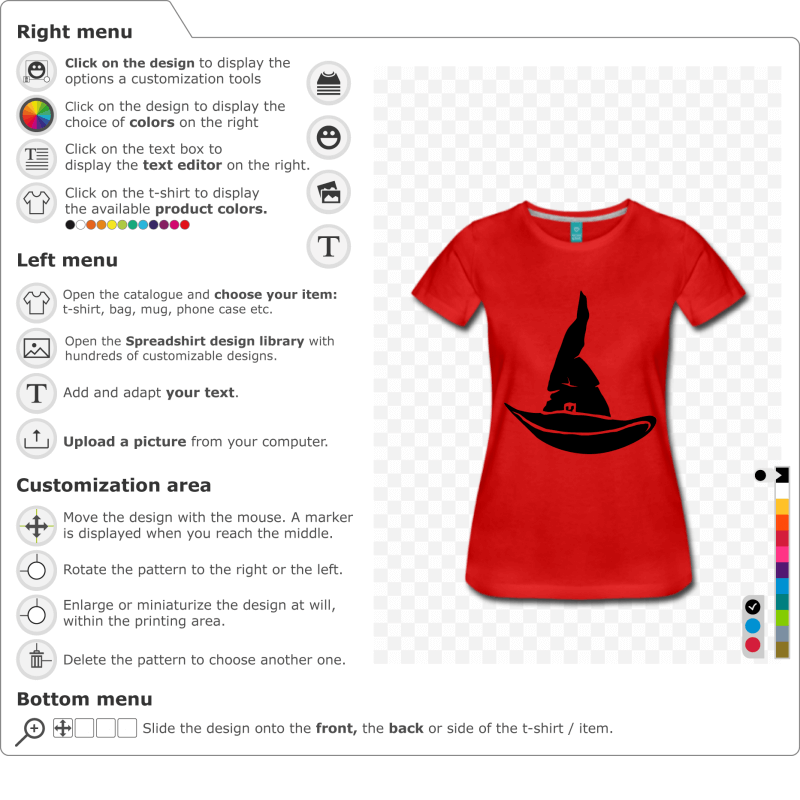 Witch hat t-shirt to customize and print online with the Spreadshirt designer.