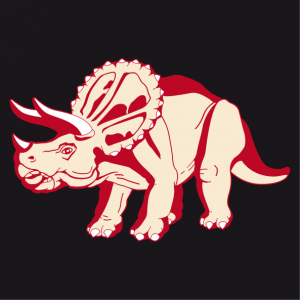 Customizable triceratops t-shirt. Dinosaur drawn in profile. T-shirt printing by unit.