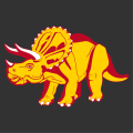 Triceratops t-shirt to personalize yourself. Dinosaur drawn in 2 contrasting colors and strokes of white.