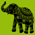 Elephant decorated with classic Indian floral motifs. Personalize your t-shirt.