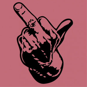 T-shirt with middle finger and thumb spread to create yourself.