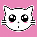 Stylized kitten head drawn in anime style. Create your t-shirt.