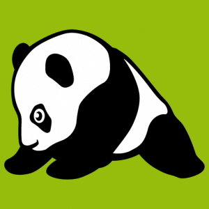 Baby panda sitting, drawn in profile. A panda and kawaii design to customize.
