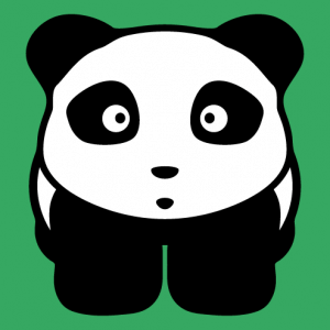 Panda kawaii black and white stylized, two-color design for t-shirt and gift printing.