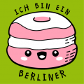 T-shirt humor and quotes, Ich bin ein Berliner, Kennedy quote with a berliner / kawaii donut