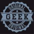 Original Geek T-shirt. Original geek, stamp certificate of authenticity, geek design and retrogaming.
