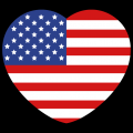 Heart USA, I love America, American flag in the shape of a heart. T-shirt to customize.