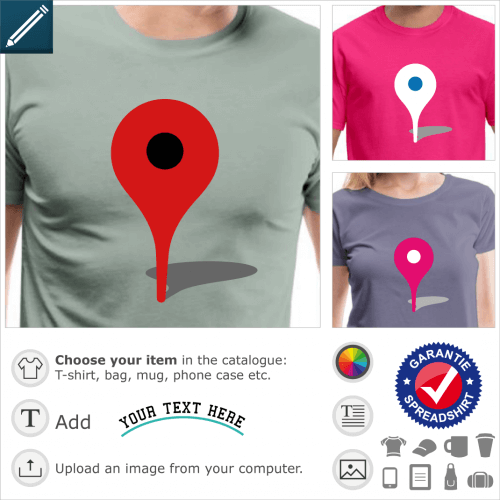 I am here map pin t-shirt. You are here, I am here, google map pin to customize and print on funny t-shirt or humor gift.
