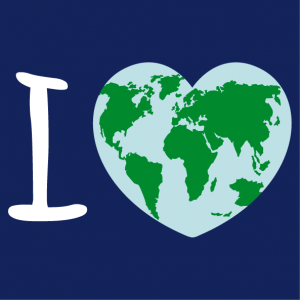 T-shirt I love Earth. A round heart decorated with a world map, a Nature and Ecology design.