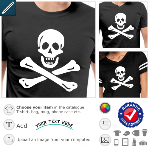 Jolly roger t-shirt. Jolly roger, special pirate flag emblem for t-shirt printing.