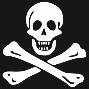 Pirate flag t-shirt. Classic pirate emblem to customize, a Jolly Roger design to print in white on black.