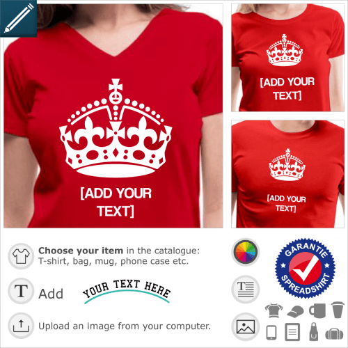 Keep Calm Crown t-shirt. Keep calm crown to print a parodic keep calm t-shirt online.