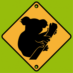 T-shirt road sign. Caution koala road sign to customize.