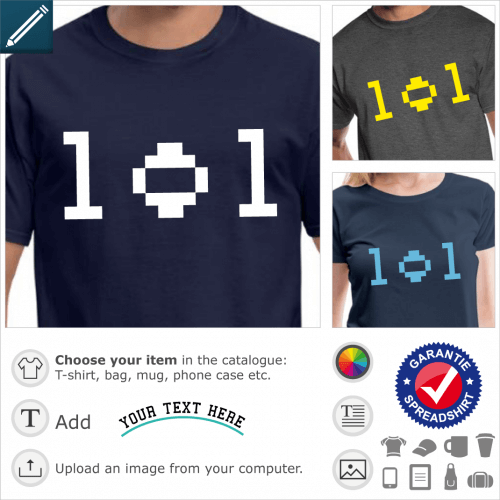 Lol t-shirt pixel. Lol is written in lower case, in retrogaming font made of pixels.