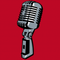 Vintage microphone, customizable 3-color music design. T-shirt to be printed online.