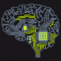 Brain composed of electronic circuits, customizable nerd design for online printing. Customized t-shirt.