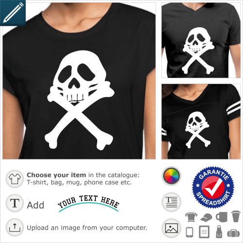 Pirate flag t-shirt. Harlock's pirate, skull and crossbones of the space pirate to be printed in white on black.