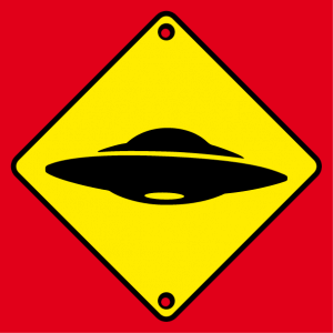 T-shirt road sign warning crossing of flying saucer customized online.