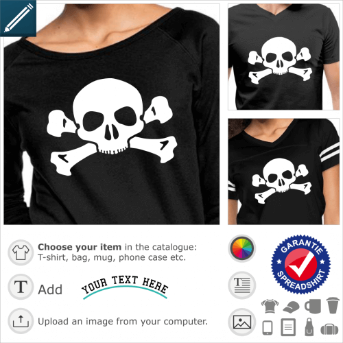 T-shirt Simple stylized skull and crossbones special for personalized printing.