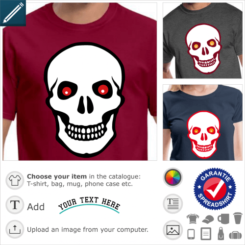 T-shirt Red-eyed skull, special for t-shirt printing.