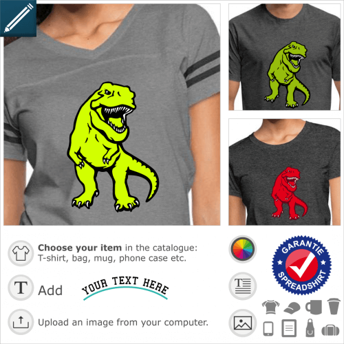 Dinosaur t-shirt, stylish opaque t-rex with customizable colors to print online.